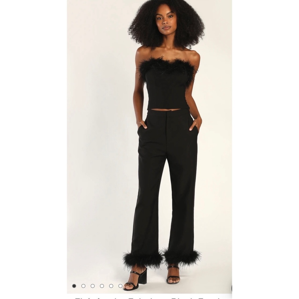 Lulus Flair For The Fabulous Black Feather Bottom Pants